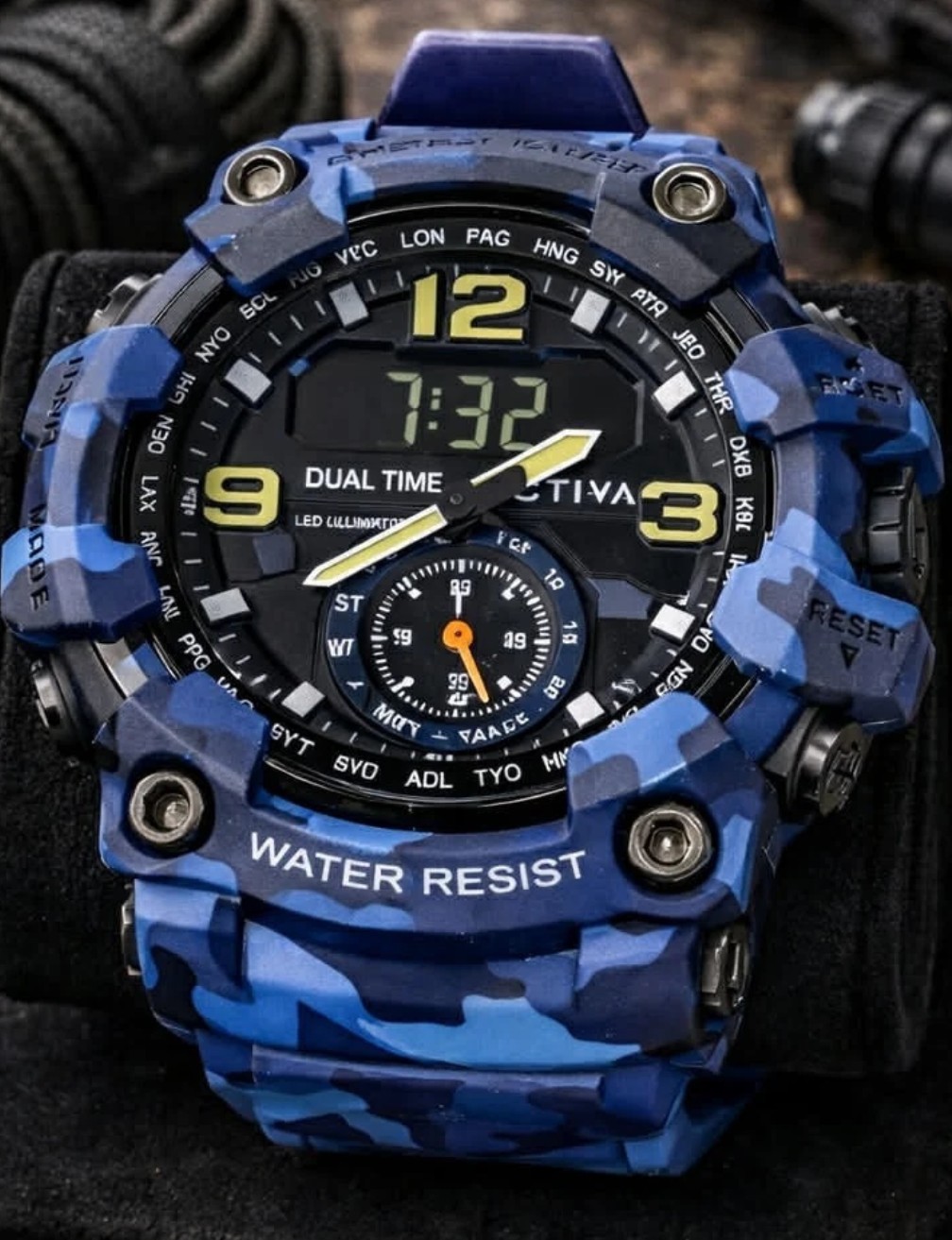 Activa X Invicta BlackOps Digital Men’s Watch-56mm, Camouflage,Blue ACW1637-003