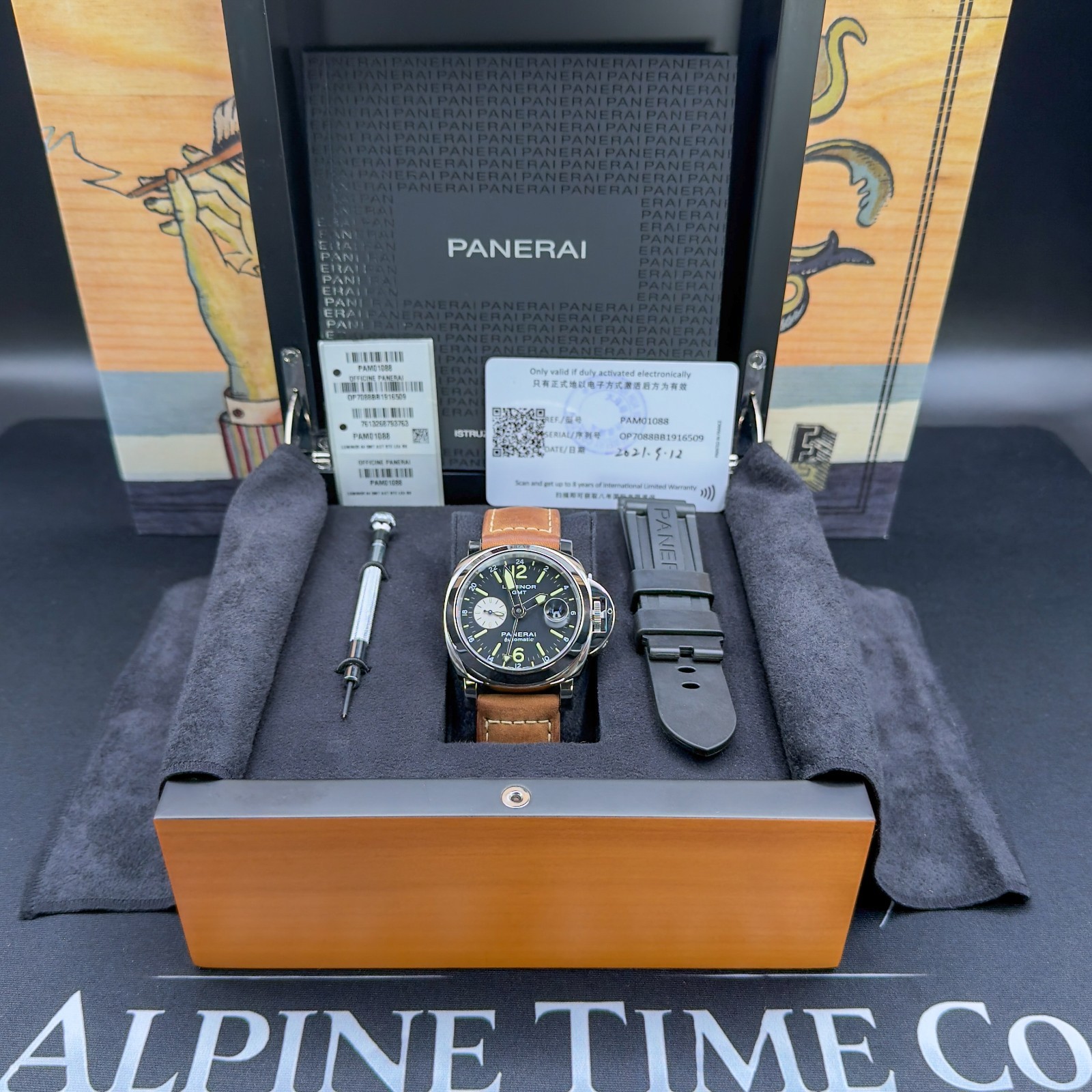 Panerai Luminor GMT Automatic 44mm ref.PAM01088 (2021) Full Set w/ Extra Straps