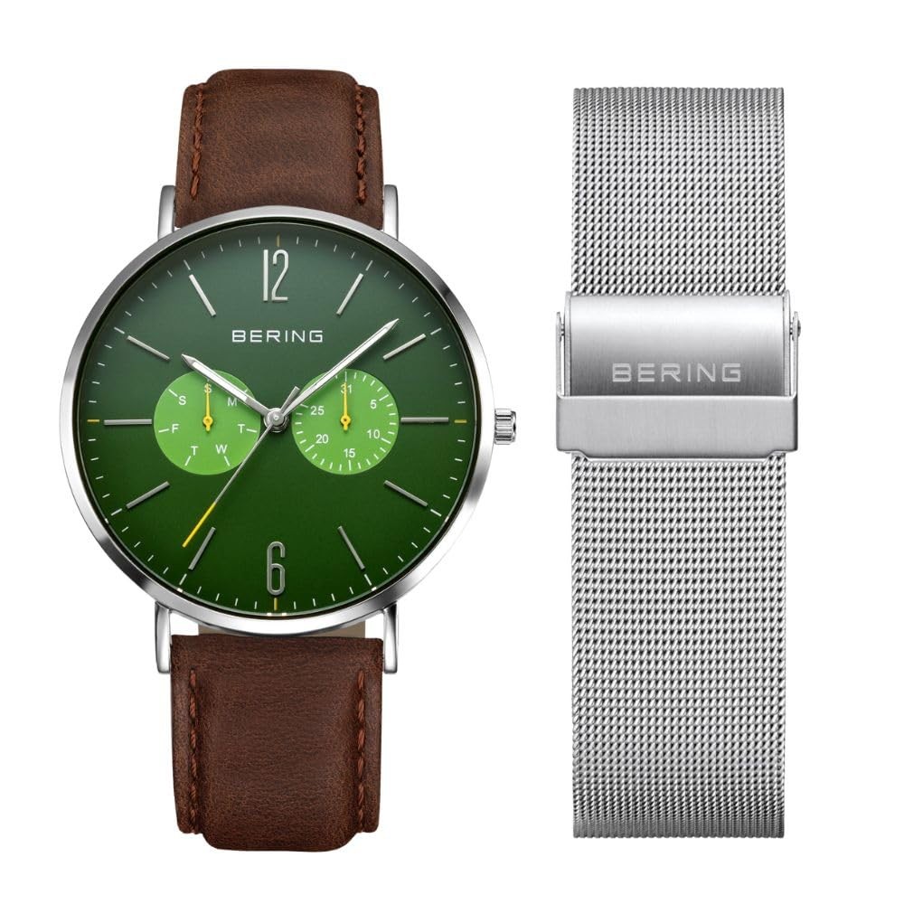 BERING Changes Ocean Forest Japan Limited Watch Green Dial 2 Straps 14240-509