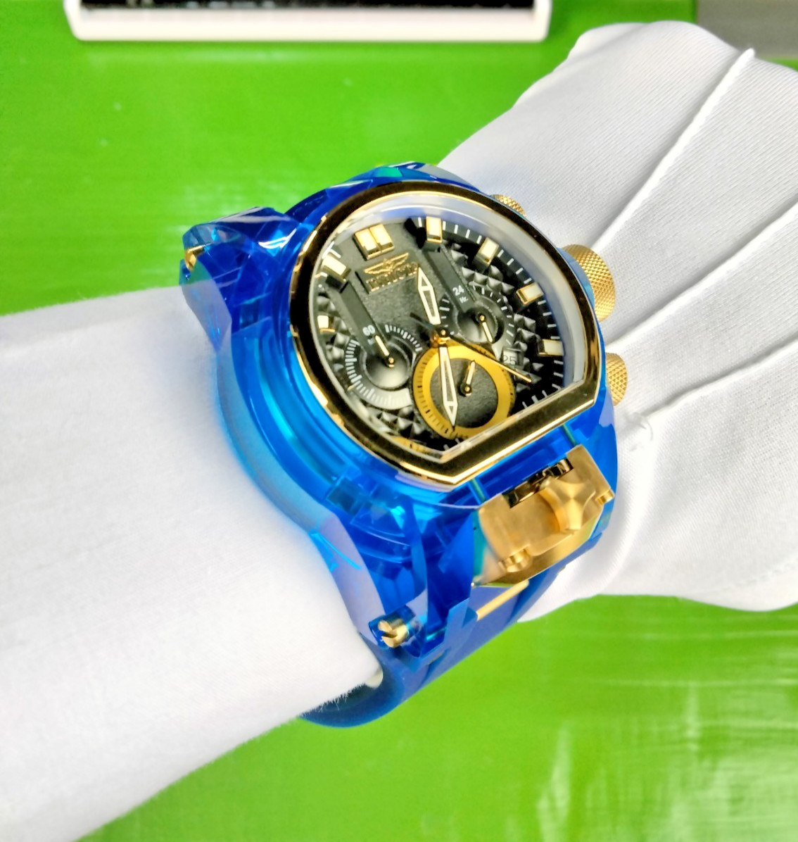 Invicta Bolt Zeus Magnum 46476 52mm Blue Gold Chronograph Watch