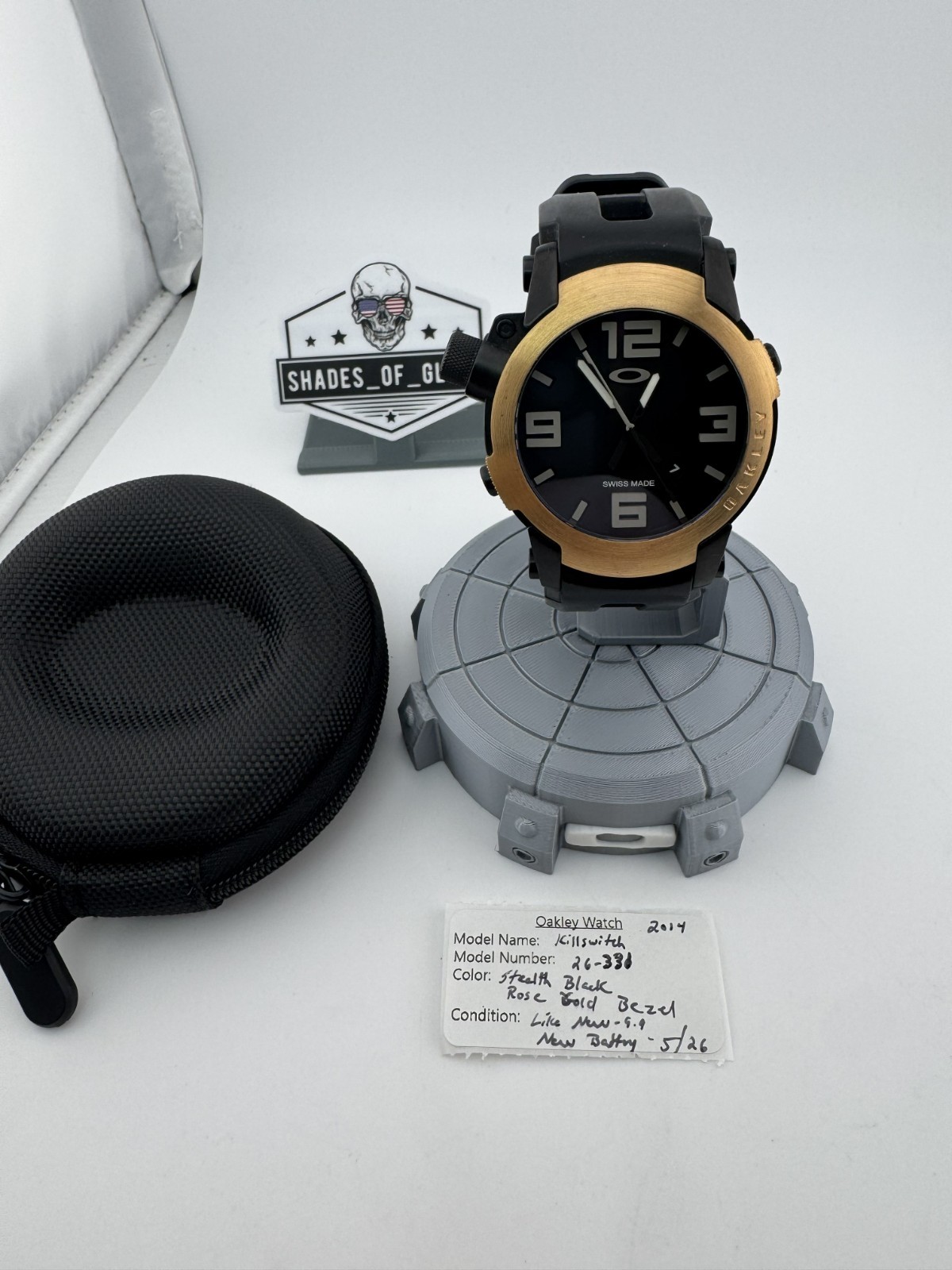 OAKLEY KILL SWITCH STEALTH BLACK WHITE W/ ROSE GOLD BEZEL WATCH 26-331 AUTHENTIC