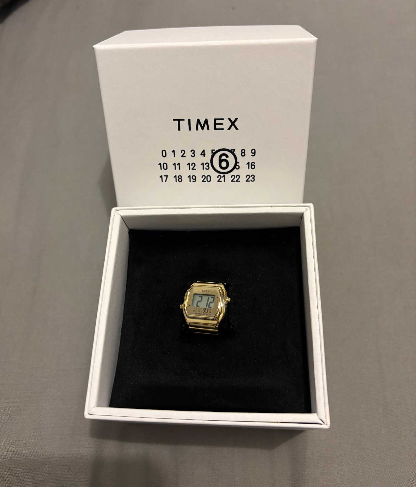 TIMEX X MM6 T80 20mm GOLD-TONE RING WATCH – M/L – Brand New in Box