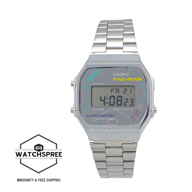 Casio Digital Vintage x PAC-MAN Model Stainless Steel Band Watch A168WEPC-7A