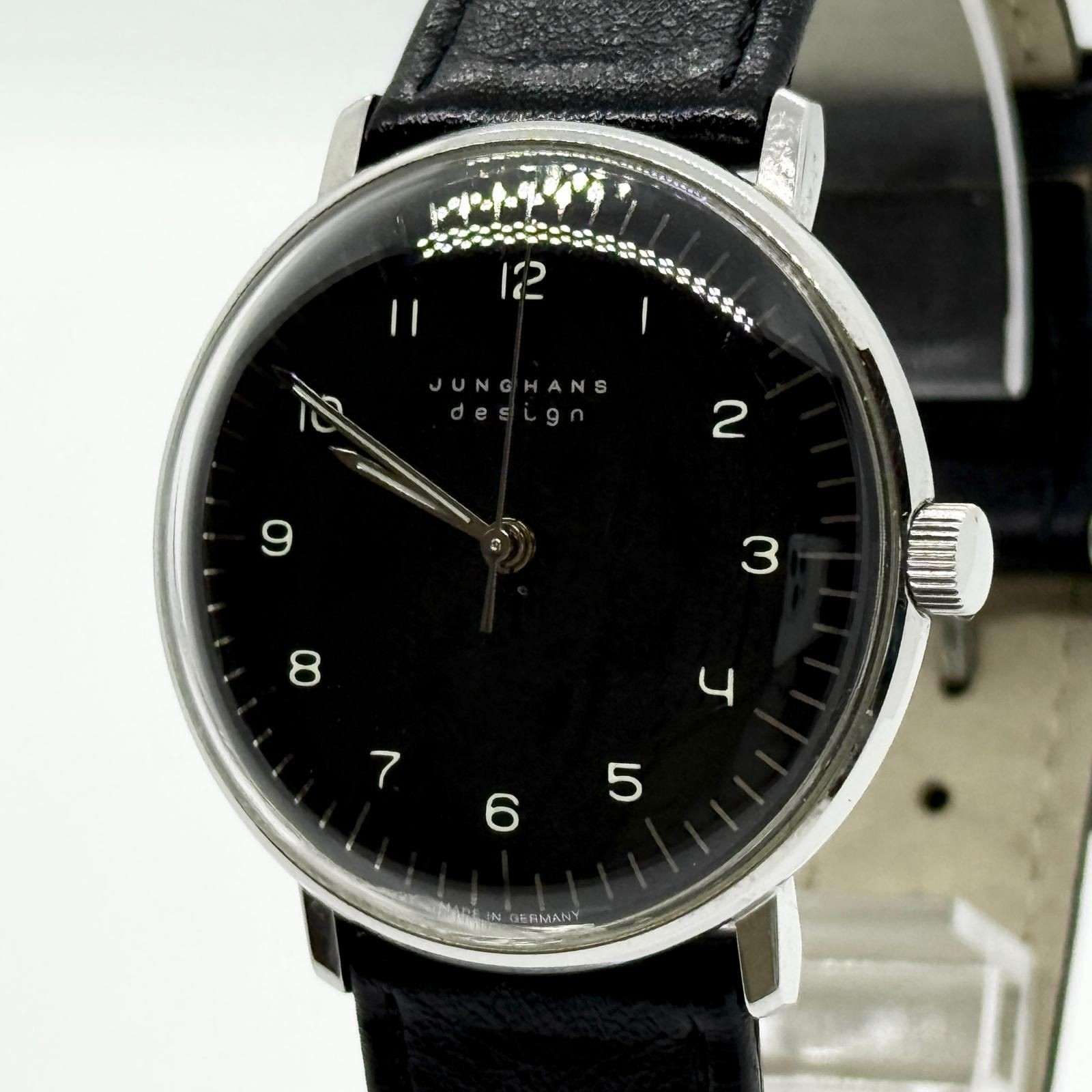 JUNGHANS 1103-1366 027.370200 Manual Wind Watch Black Dial Box Papers Working