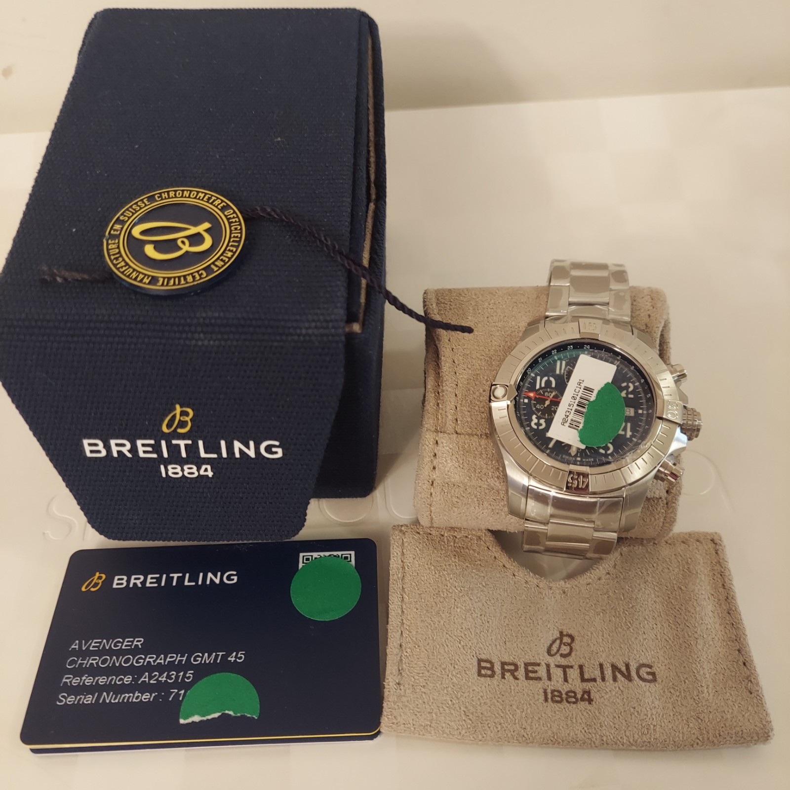 Breitling Mens Avenger Chronograph GMT 45 A24315101C1A1. Brand New. MSRP $7400!!