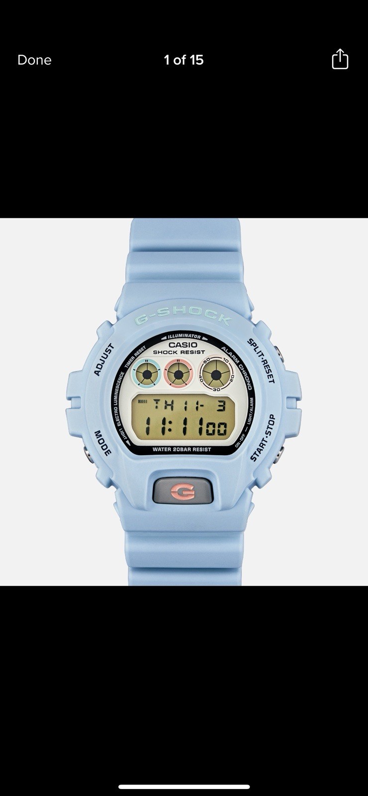 Casio G-SHOCK Digital Quartz 200m Resin Watch Alarm Chrono Day/Date Light