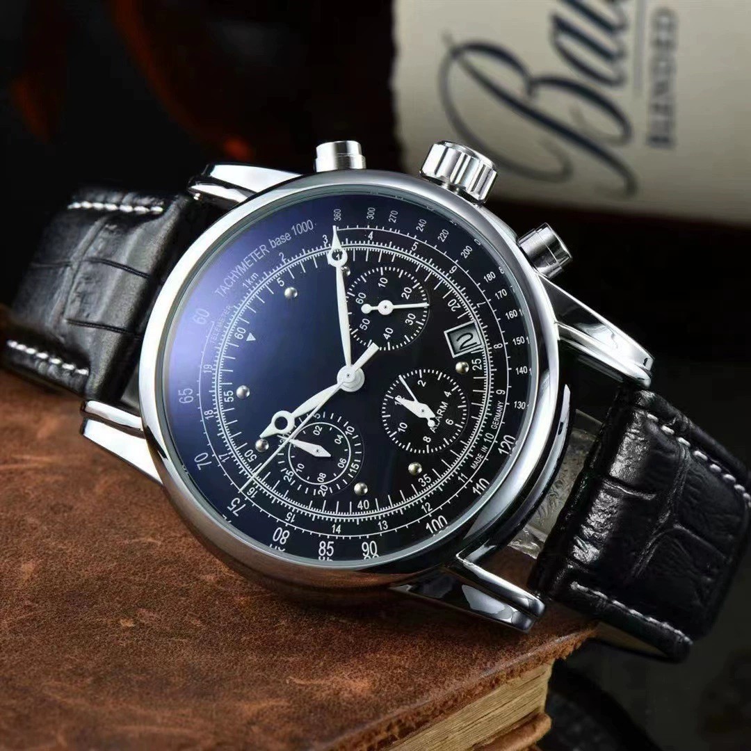 Men’s Leather Band Fashion Luxury Airship Business Casual Men Chronograp Watches