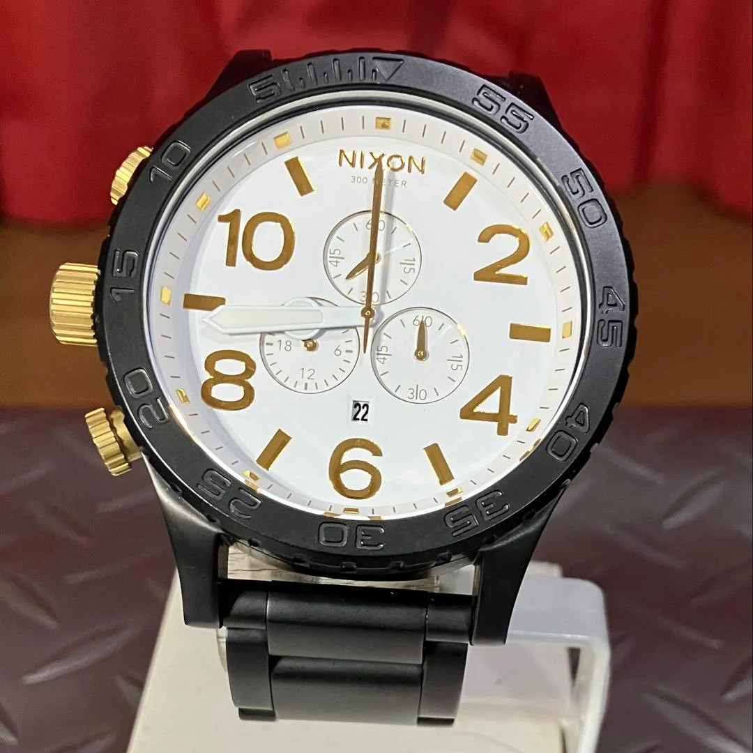 Nixon 51-30 Chrono Custom Quartz Stainless Steel Matte Black 51mm White Dial