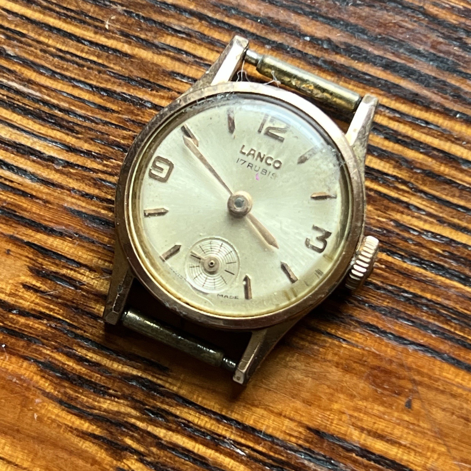 Lanco Gold Tone 17 Jewels Sub Seconds Antique Swiss Made Ladies Watch