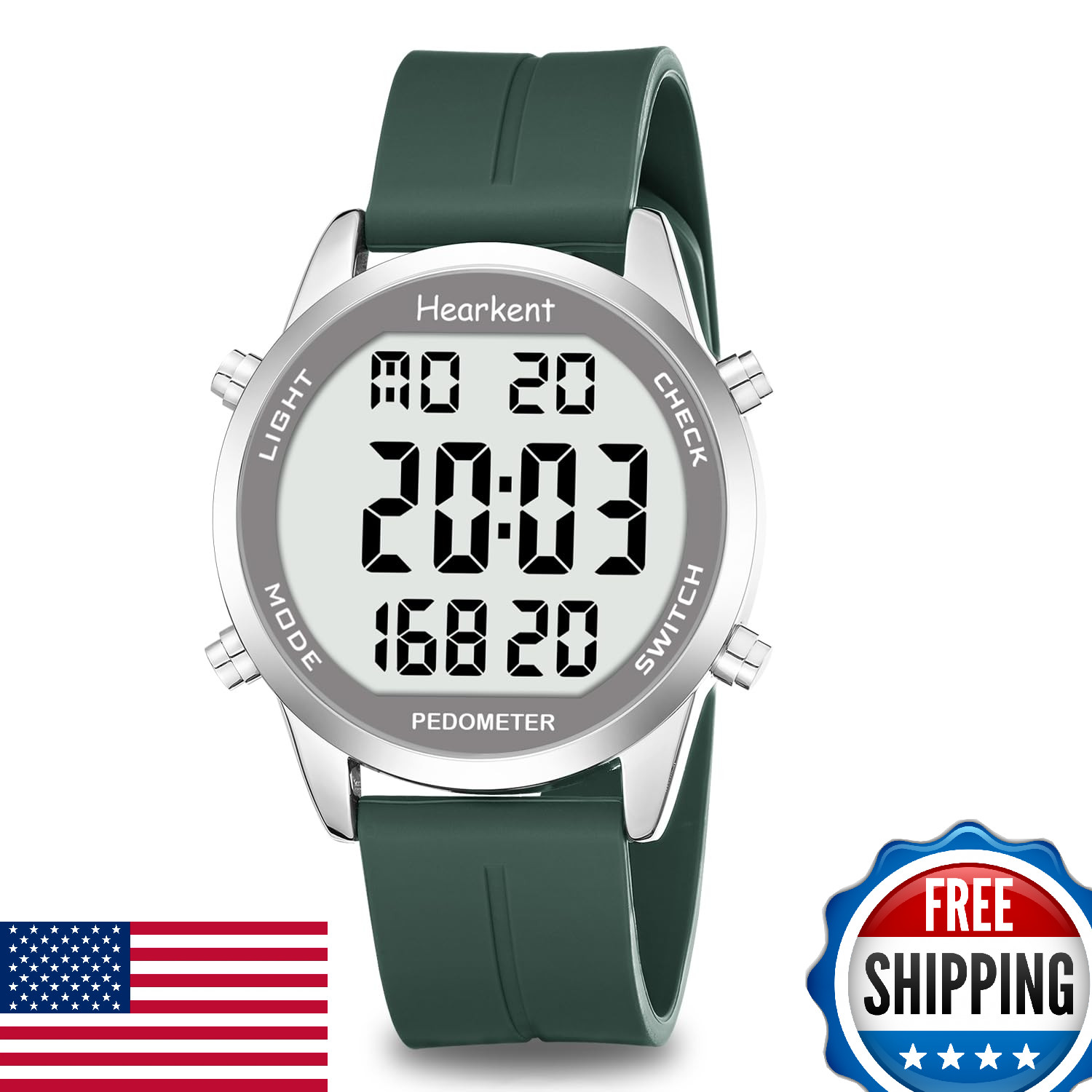 Pedometer Watch for Seniors: No App, Steps, Calories. 30M Waterproof.