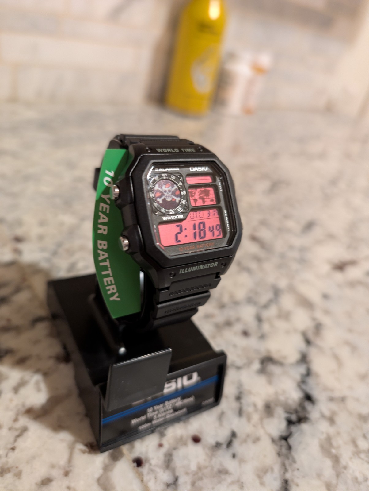 One Piece Chopper Inspired Mod CASIO AE-1200 Black Watch pink jolly roger