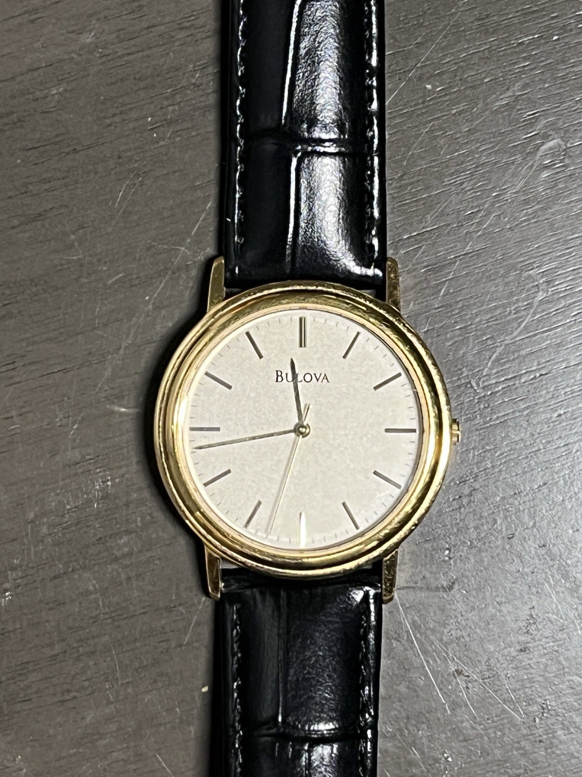 Bulova Dress Watch Gold Tone Case Champagne Dial new battery new strap