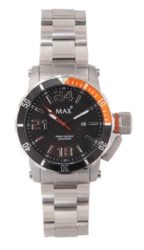 “Max Diver” 5-MAX545, 47mm stainless steel case, black dial, silver strap