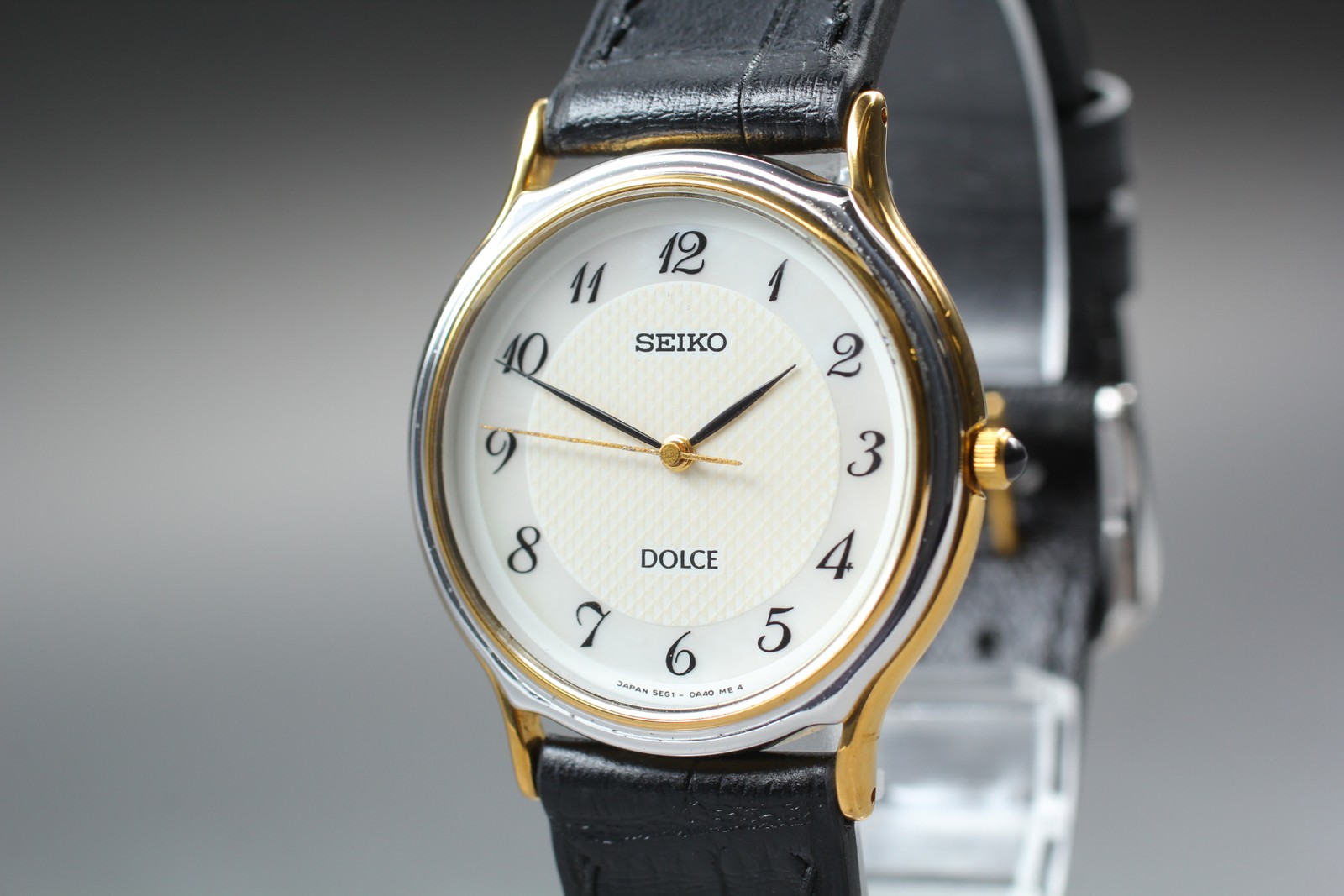 [Near MINT] SEIKO Dolce 5E61-0A20 32mm White Dial Black Band Quartz Men’s Watch