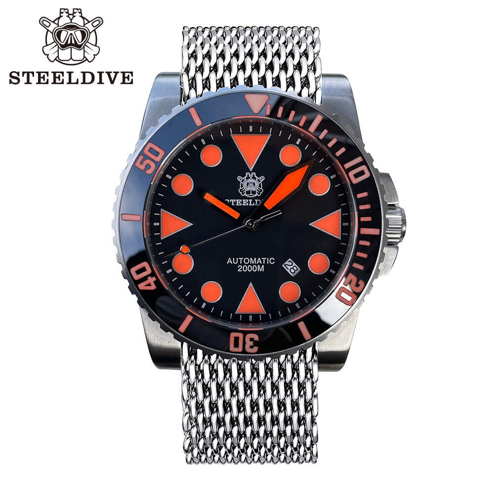STEELDIVE SD1987 — Orange 46.5MM Big Size Analog 2000m NH35 Automatic Dive Watch
