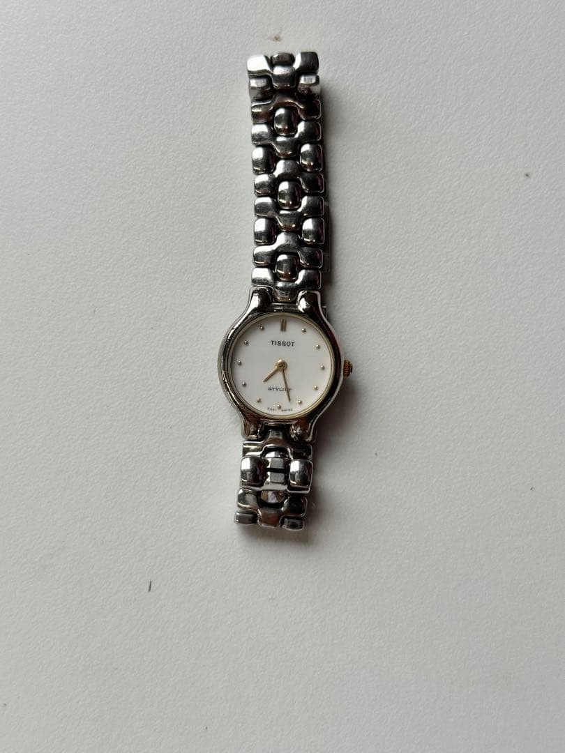 TISSOT Stylist Ladies Quartz Watch Silver Band Battery Needs Service Used