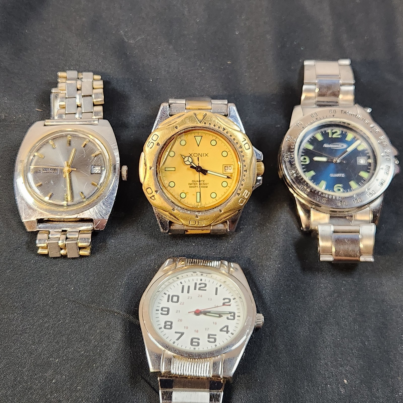 Lot Of 4 Untested Watches Xonix Lord Nelson Nelsonic Silvertone. A11