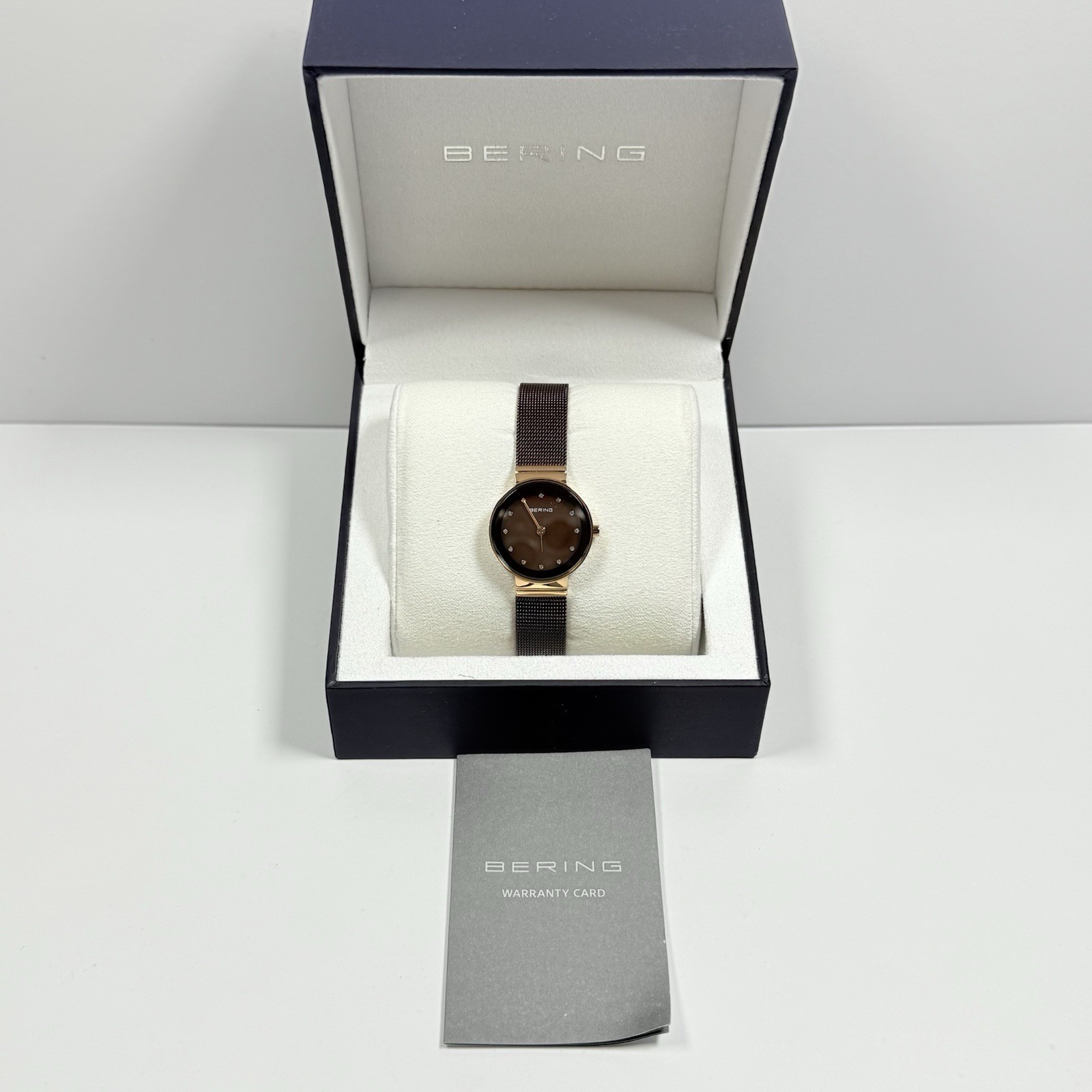 Bering Classic 10124-265 Brown MOP Dial Rose Gold Tone Bracelet Women’s Watch