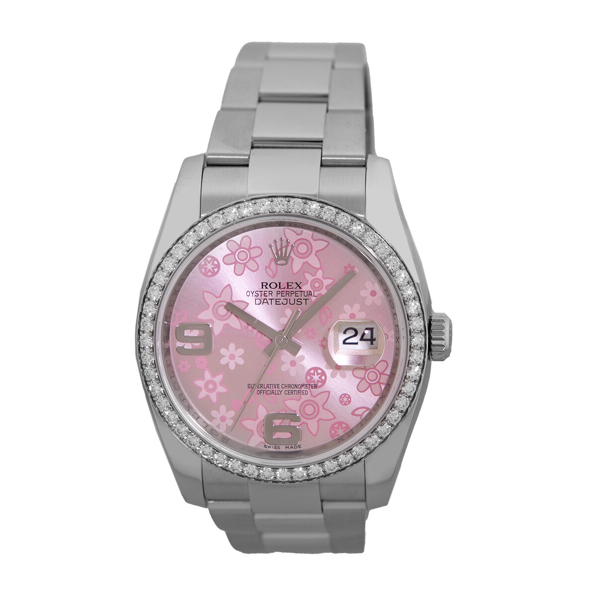 ROLEX Stainless Steel 36mm Factory Diamond Bezel Datejust 116244 Box Warranty