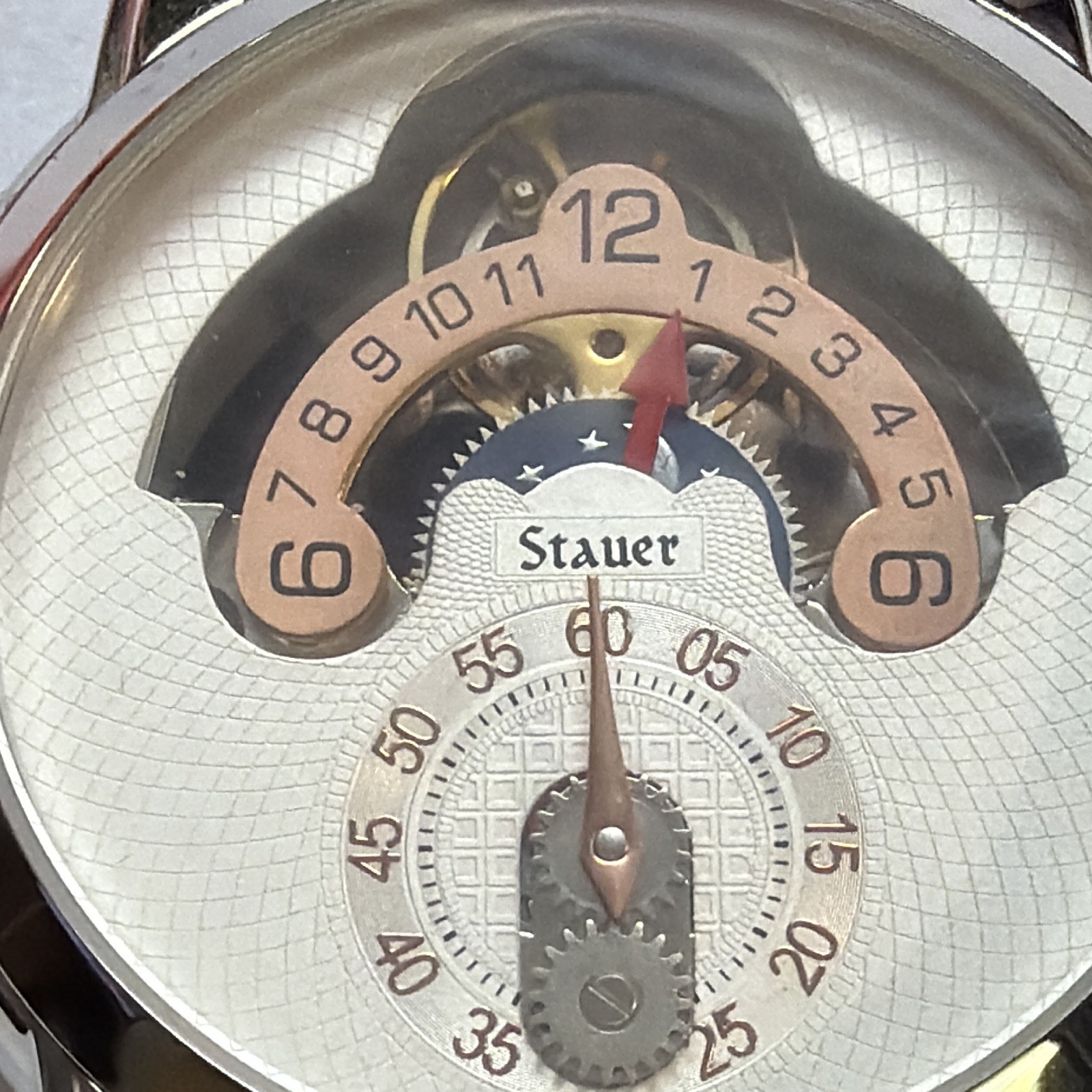 Stauer Magnificat II Automatic Silver/White Arabic Dial Black Leather Strap