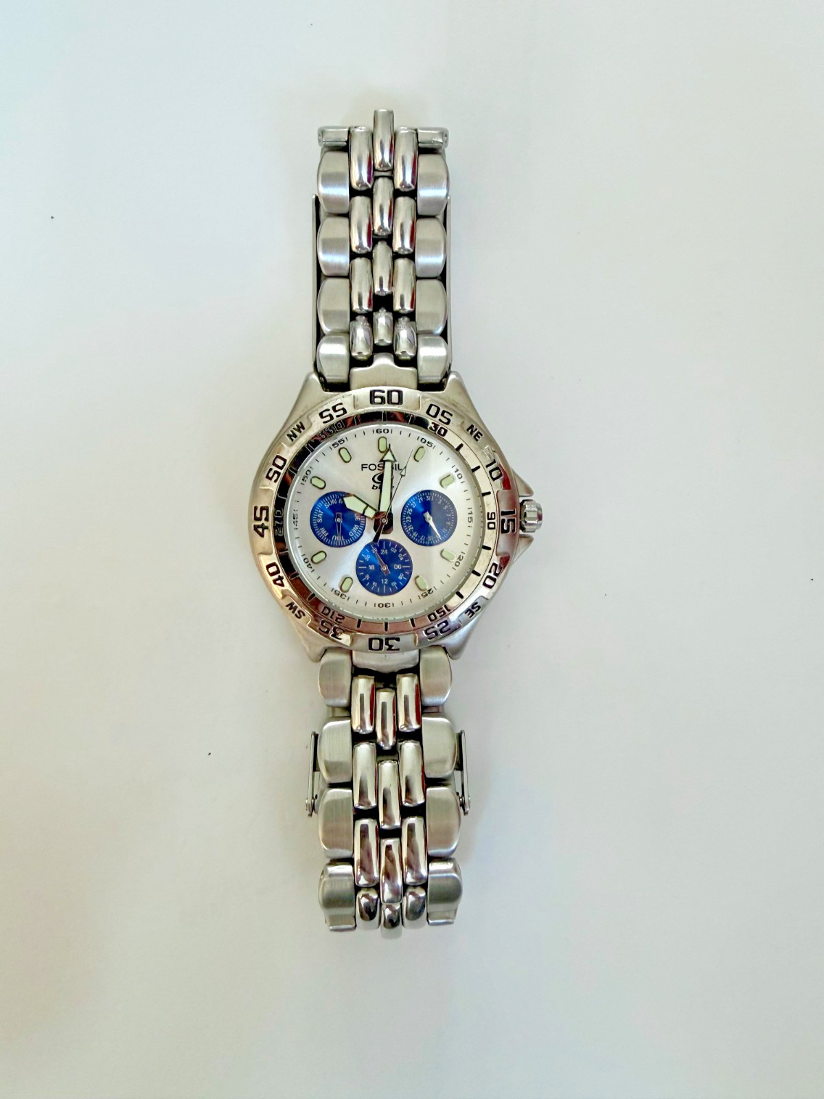 Fossil BQ8775 Mens Quartz Watch Blue 40mm Silver bracelet