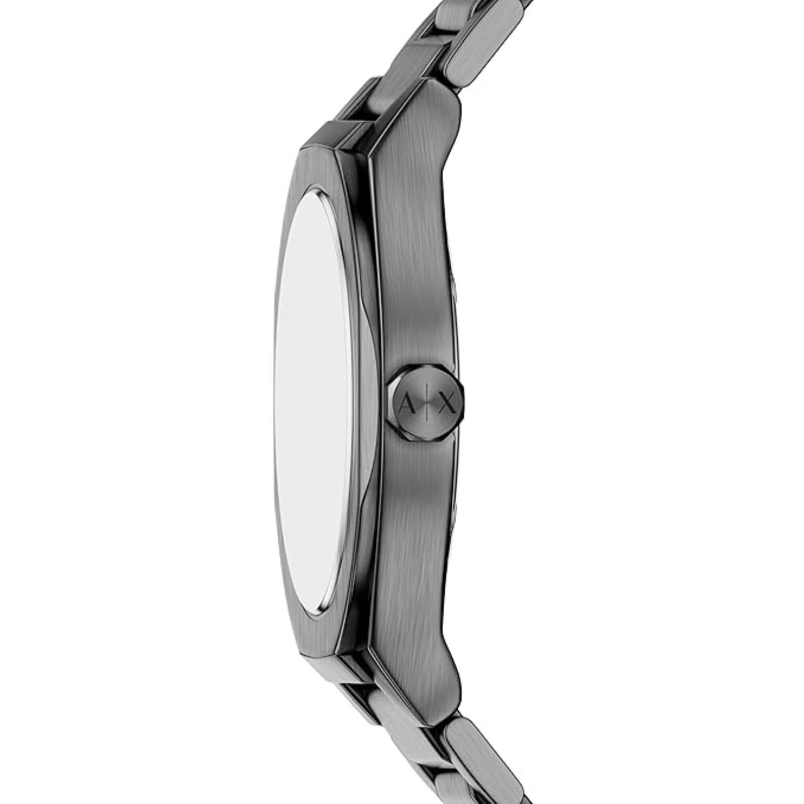 Armani Exchange Men’s Watch Sync Quartz Gunmetal Steel Bracelet Day-Date AX4300