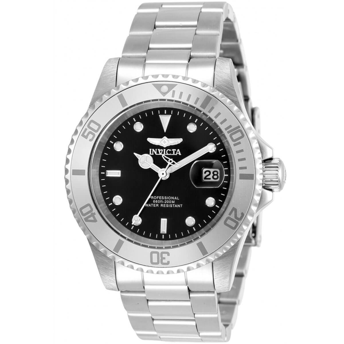 Invicta Men’s Watch Pro Diver Quartz Black Dial Stainless Steel Bracelet 34022