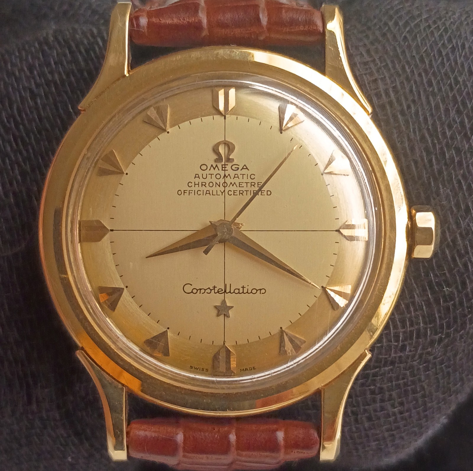18k Solid Gold OMEGA Constellation Arrow Markers Automatic Vintage Men’s Watch