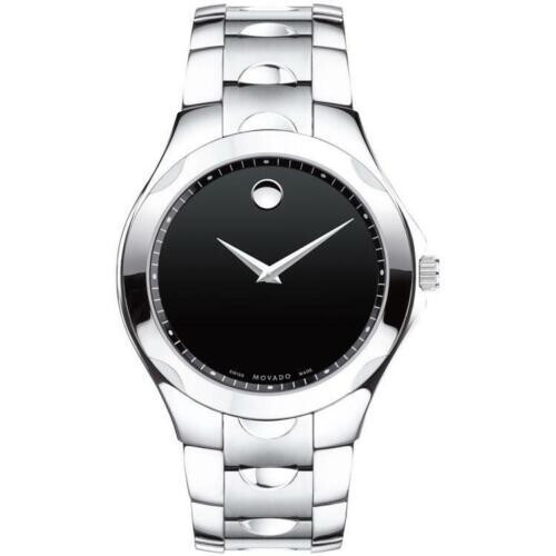 Movado Luno Sport 0606378 Museum Black Dial Steel Silver Tone Band Men’s Watch