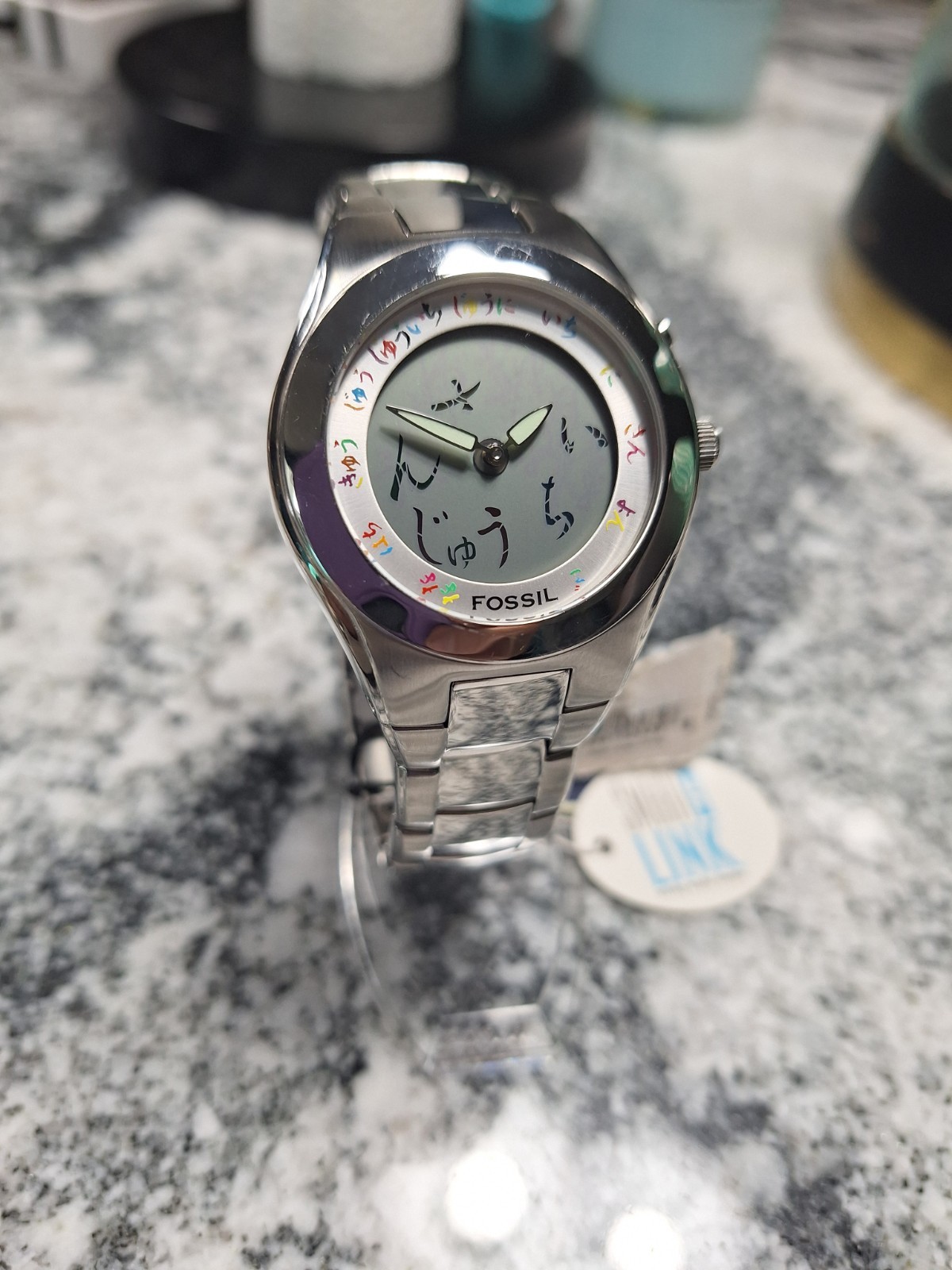 Fossil Big Tic Two-Hand Silver Stainless Watch Japanese Scrolling Dial bg2093