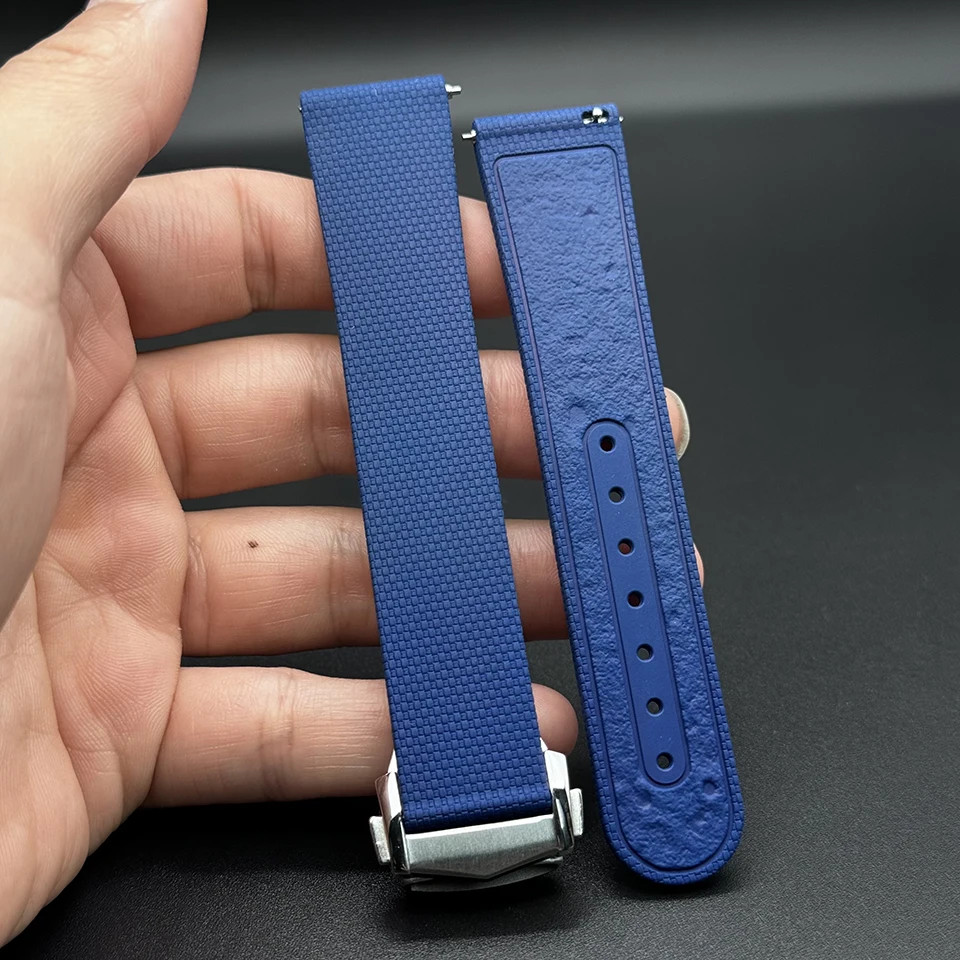 20mm FKM Rubber Sport Watch Strap Quick Release Band with Deployant Clasp