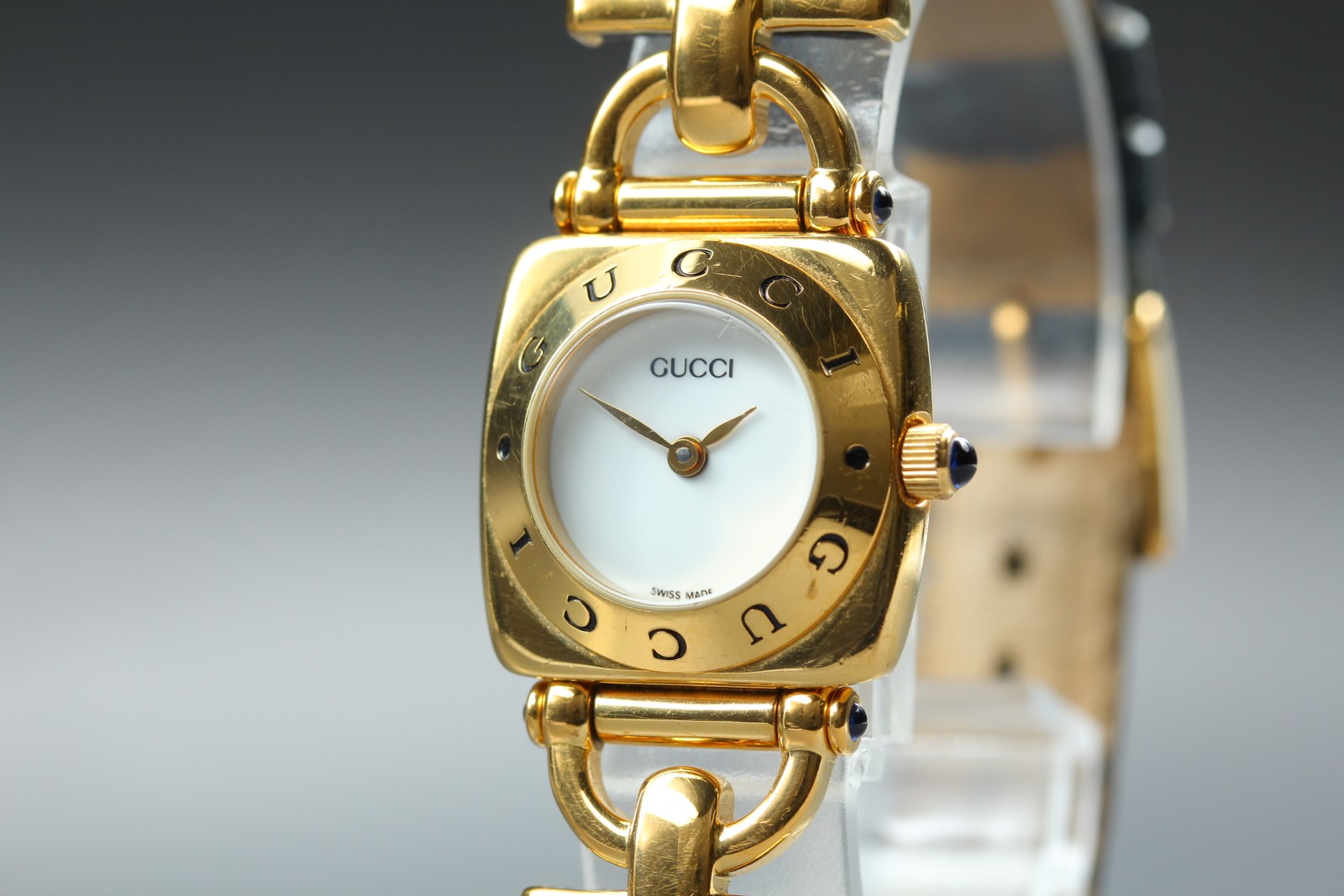 [Exc+5] GUCCI 6300L 22mm White Dial Blue Band Quartz Women’s Watch from JAPAN
