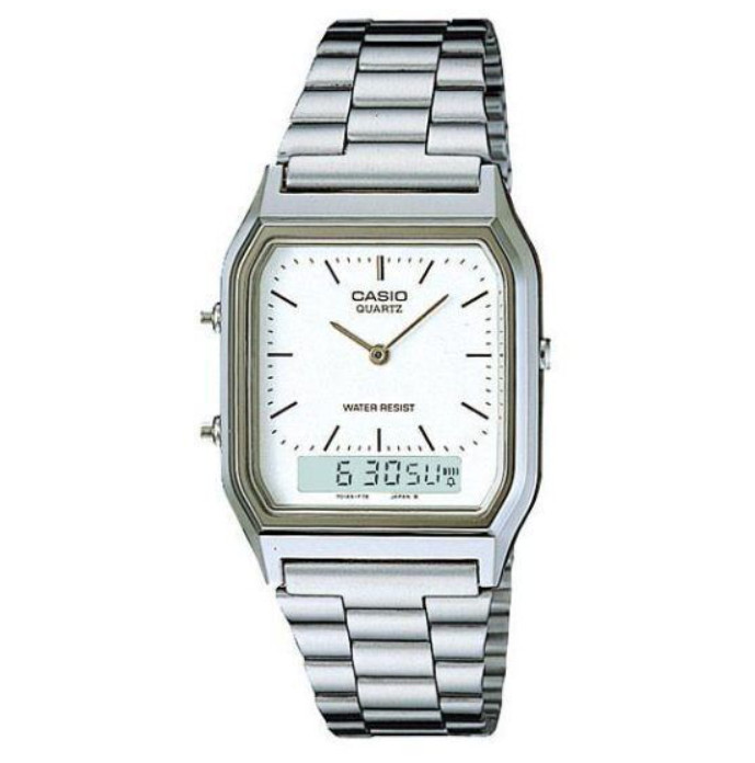 Casio AQ-230A-7DMQ Silver Resin Case with Silver Stainless Steel Band, Unisex…