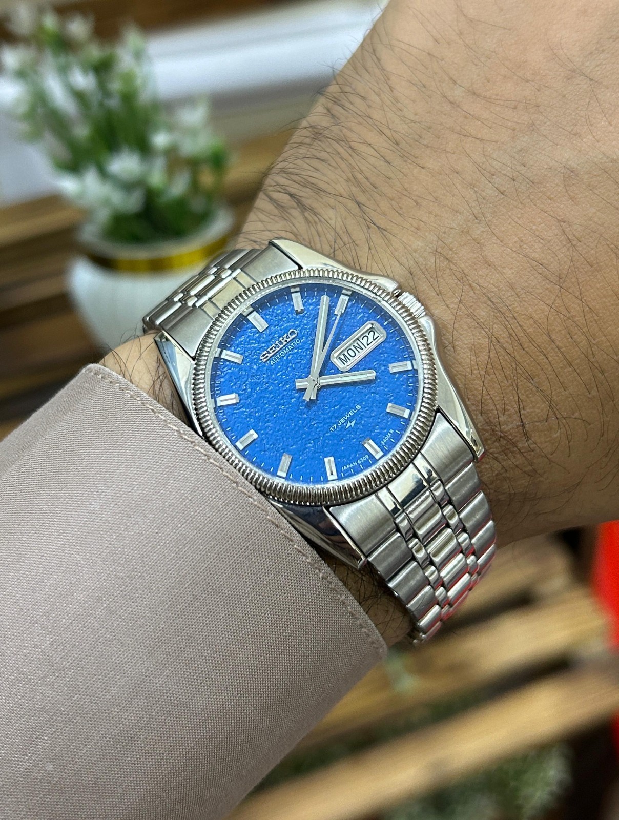 Seiko 5 Automatic Blue 💙 Red Dial Mens Watch Japan Made 6309
