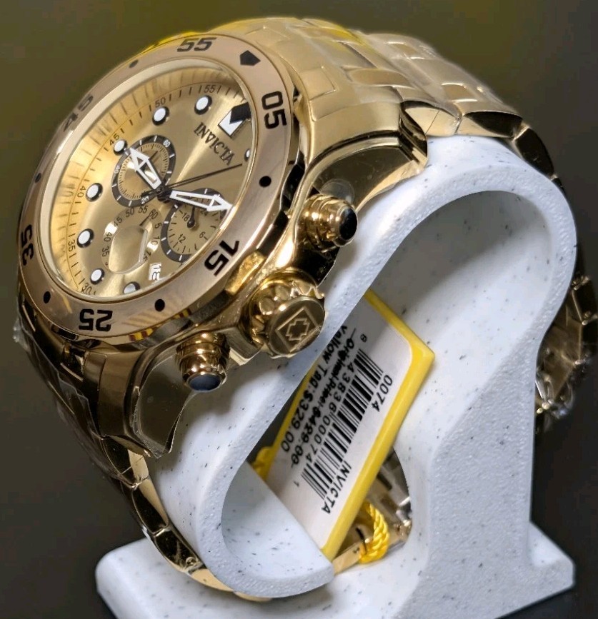 Invicta Pro Diver Scuba Men’s Watch Model 0074 Gold Tone & Champagne Dial 48mm