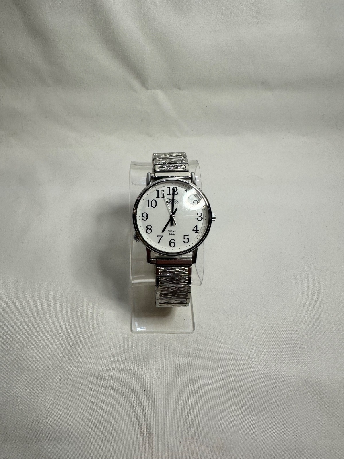 vintage timex indiglo quartz mens watch silver tone white dial