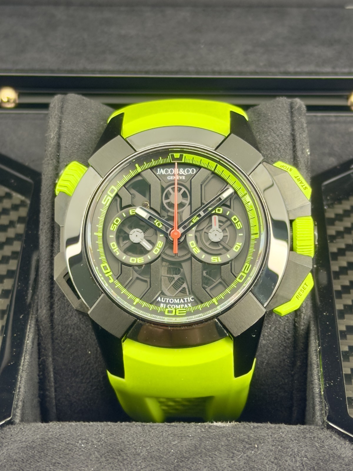 Jacob & Co Epic X Chrono Black/Green Dial on Rubber EC313.21 Complete