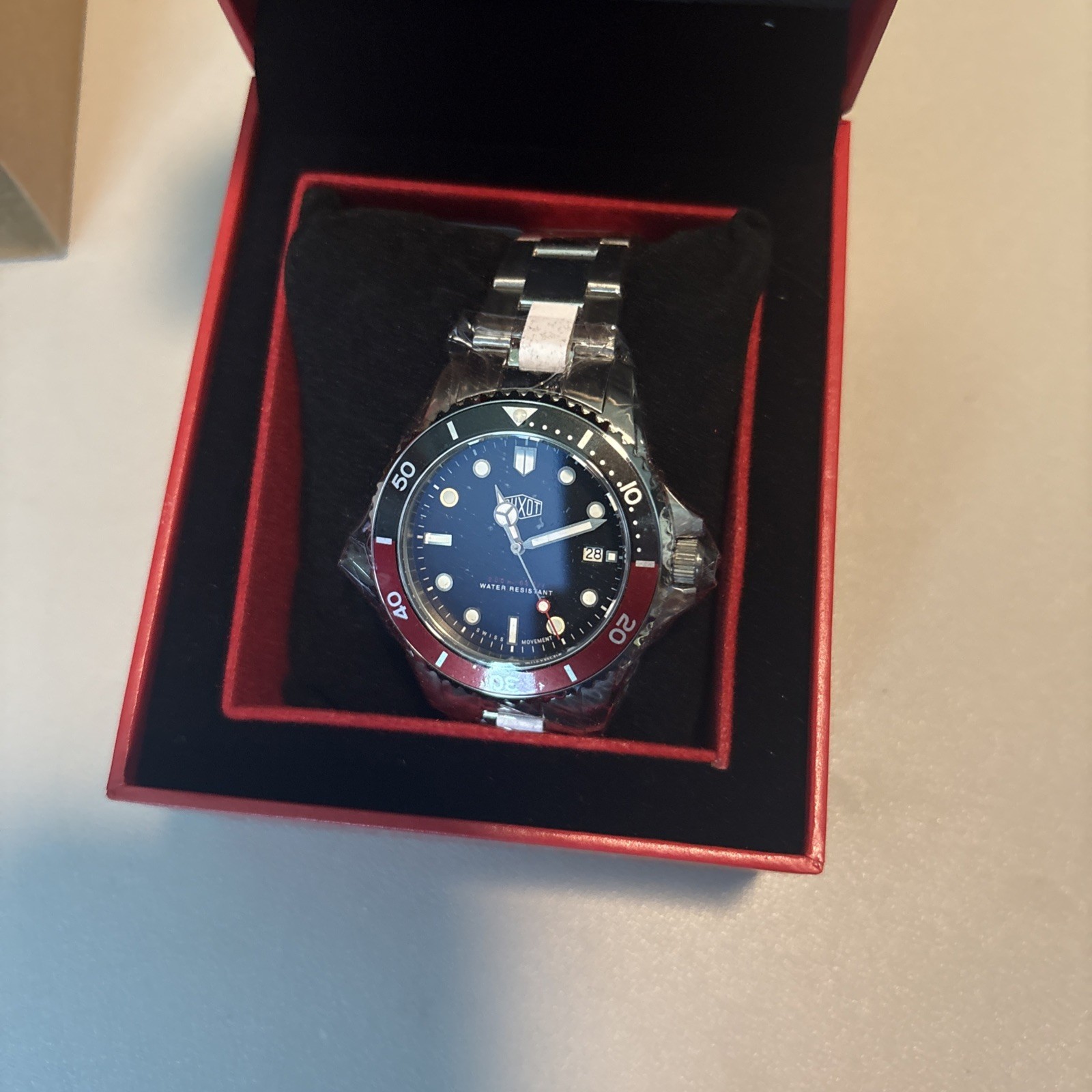 Duxot Atlantica Automatic Diver Watch – Red & Blue Pepsi Bezel – Boxed CIB