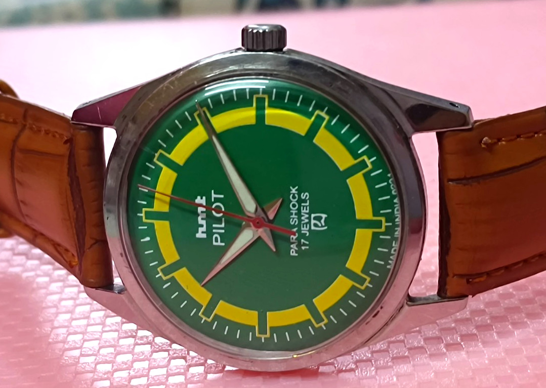 Vintage HMT Pilot Green 17 Jewels Mechanical Hand Winding Men’s Wrist Watch