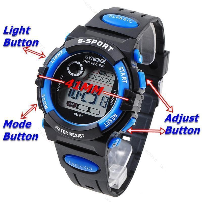 Waterproof Kids Digital Electronic Watch Sports LED Watches Children Boys Girls