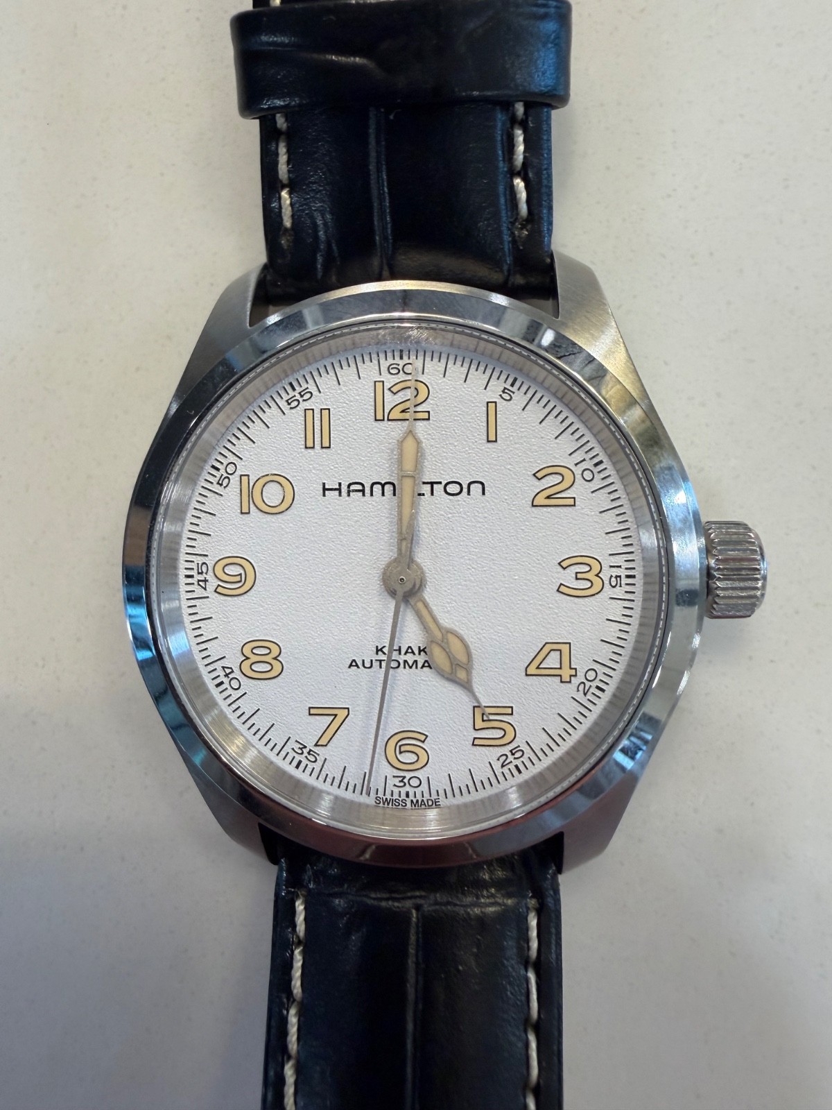 Hamilton Khaki Field Murph Automatic Leather Strap White 38 mm Watch – H70405710