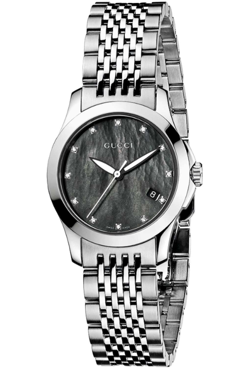 GUCCI YA126505 Women’s 126.5 Series Mother Of Pearl Diamond Accented Dial Watch