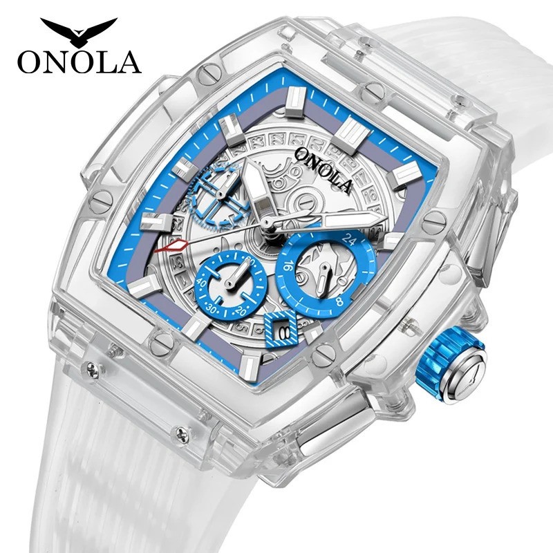 ONOLA Luxury Multi-functionTransparent Waterproof Quartz Luminous watch for Men