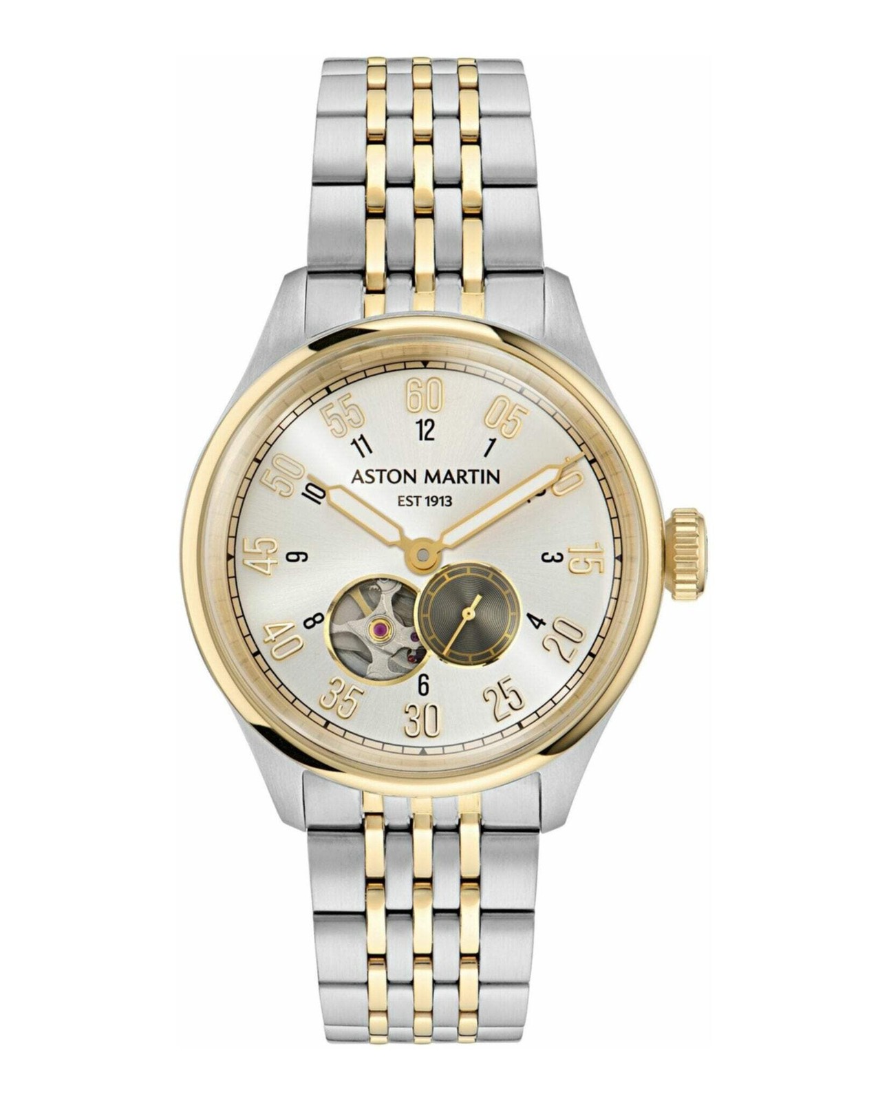 TS1 Automatic Two-Tone Partial Skeleton Automatic Bracelet Silver Dial Wristwatc