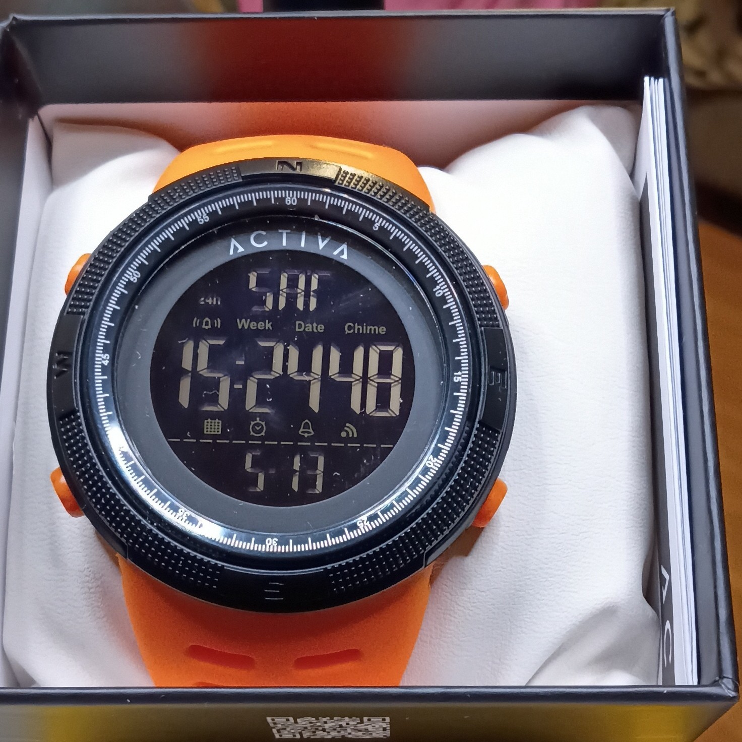 Activa Digital Sports Quartz Watch Alarm/Chime/Date Orange Rubber Strap