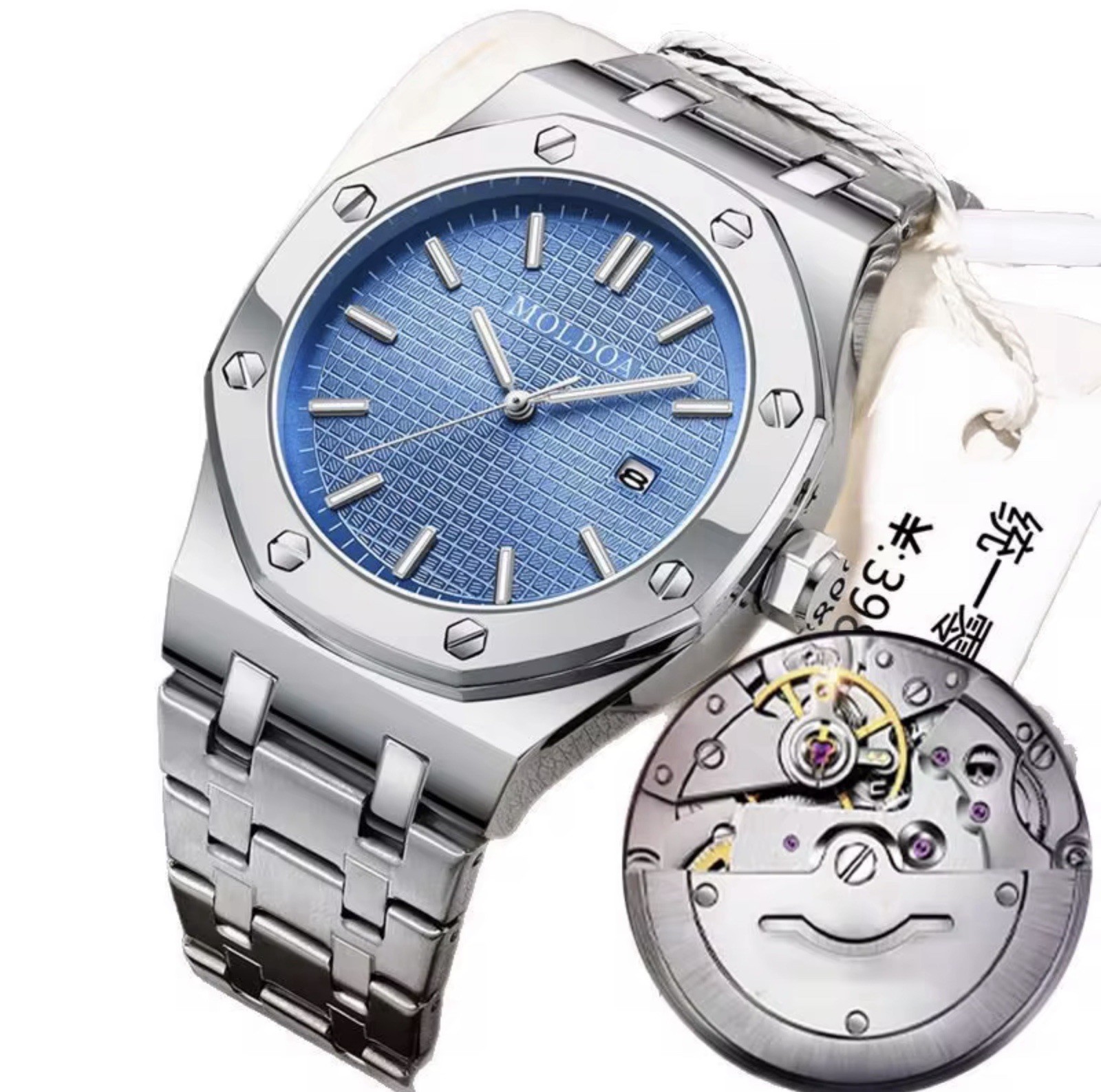 Men’s Skeleton Mechanical Luminous Waterproof Octagon Shaped Date Window Watch