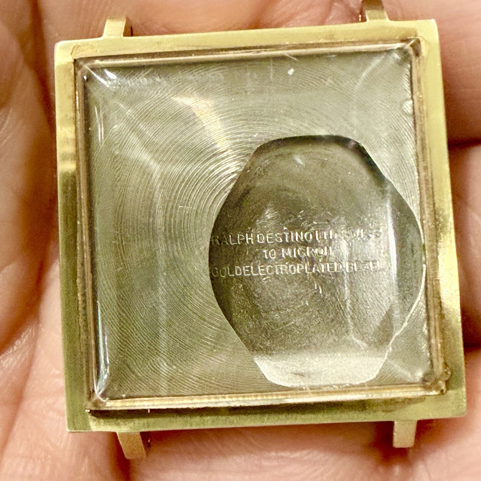 Vintage Ralph Destino 28mm Square Tank Case 10k Gold Plated No Movement!