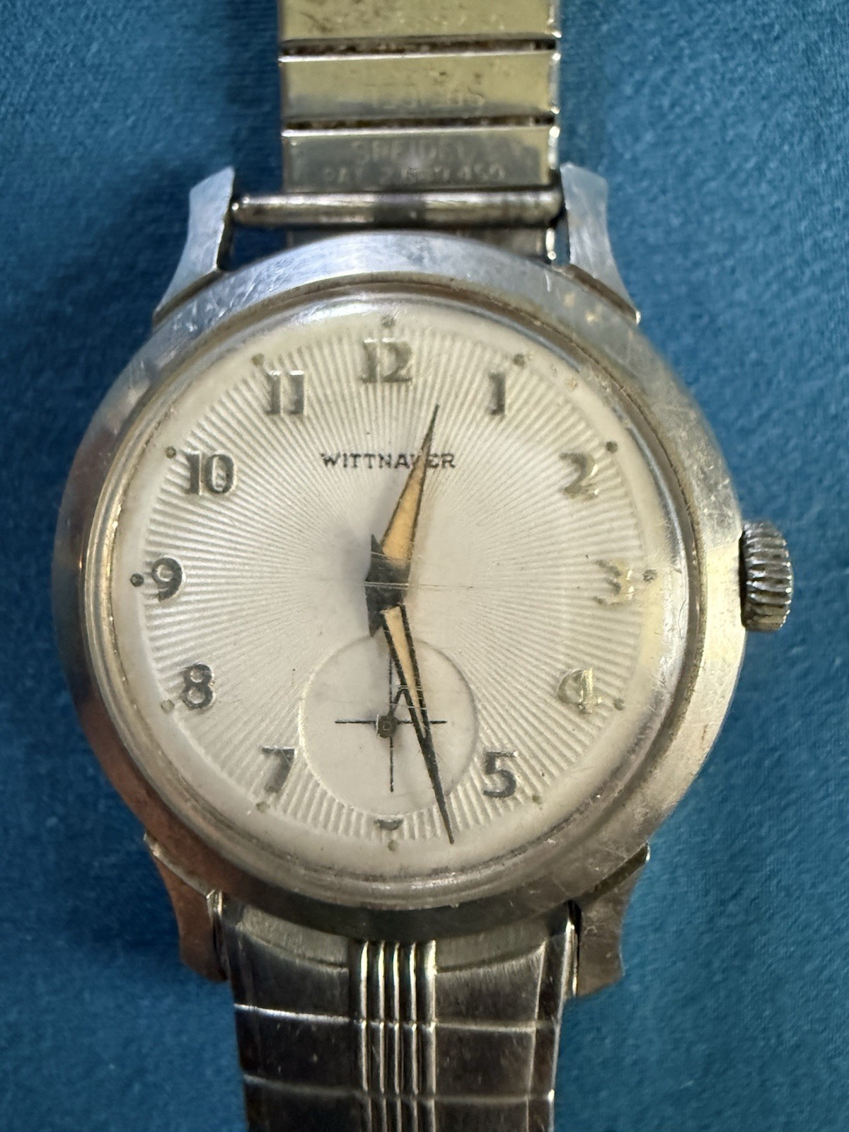 Wittnauer Vintage 1950s Manual Mechanical Watch Silver Dial Arabic 16mm Band