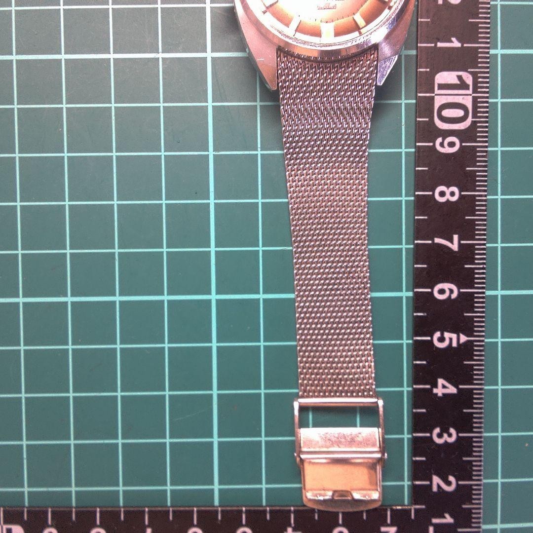 TECHNOS Sky Light Watch Auto Wind Brown Dial Mesh Band Vintage Japan-