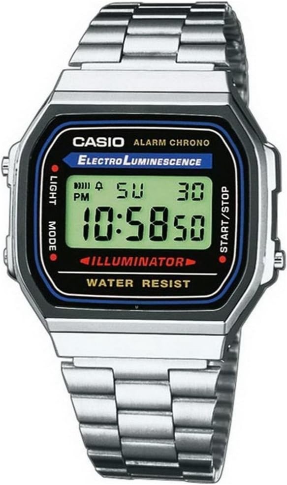 Men’s Watch Classic Digital Dial Stainless Steel Bracelet A158W-1 A168W-CASIO